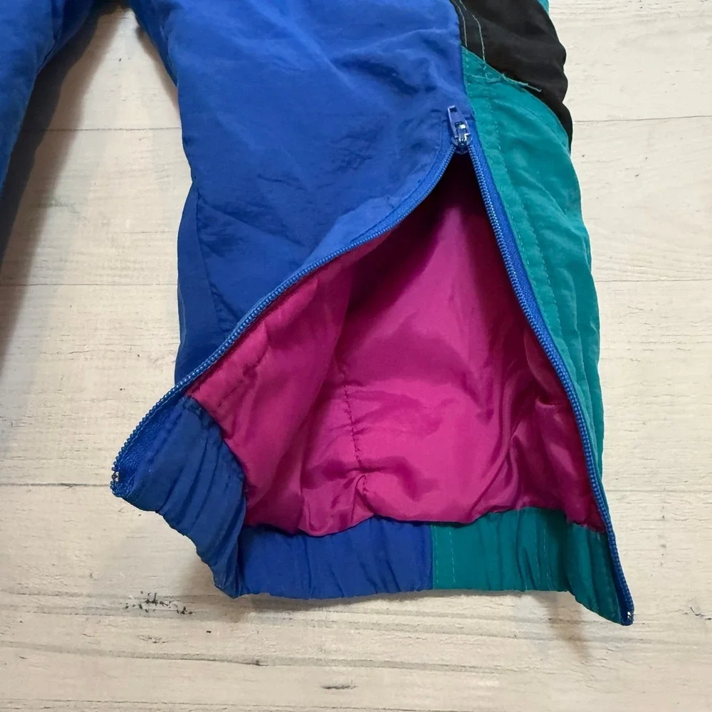 Vintage 90s Girls‎ one piece snowsuit winter ski blue teal pink size 3T
